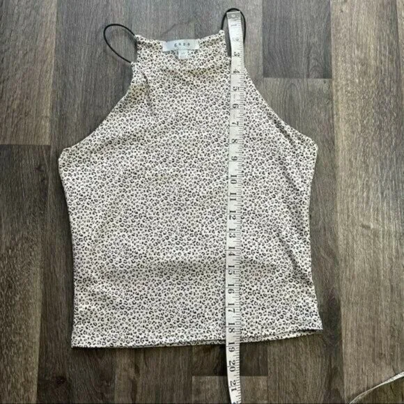 Leopard Print Sleeveless Cream & Black top Cropped Size S - Picture 6 of 6